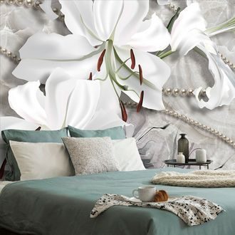 SELF ADHESIVE WALLPAPER LILY WITH PEARLS - SELF-ADHESIVE WALLPAPERS - WALLPAPERS