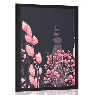 POSTER VARIANTEN VON GRAS IN ROSA - BLUMEN - POSTER