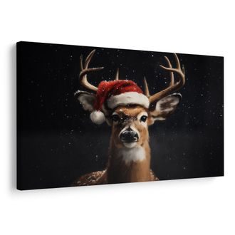 OBRAZ ROZTOMILÝ VÁNOČNÍ JELEN V NOCI - VÁNOČNÍ A ZIMNÍ OBRAZY - OBRAZY