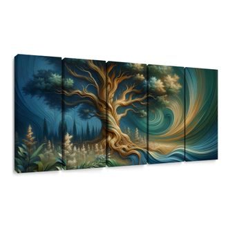 5-DÍLNÝ OBRAZ STROM ŽIVOTA VE VÍRU ENERGIE - OBRAZY STROMY ŽIVOTA - OBRAZY