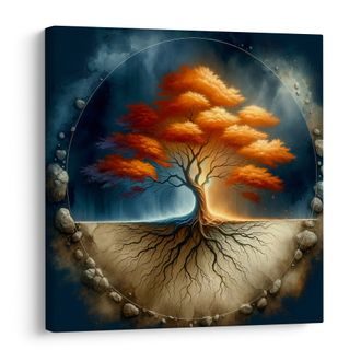 OBRAZ PODZIMNÍ STROM ŽIVOTA S KOŘENY - OBRAZY STROMY ŽIVOTA - OBRAZY