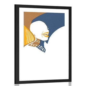 Poster mit Passepartout Silhouette der Frau mit Aufschrift