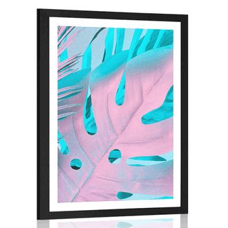 POSTER WITH MOUNT PALM LEAVES IN BOLD COLORS - NATURE - POSTERS