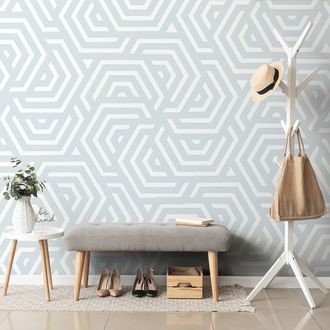 TAPETA TRENDOVÝ ŠEDO-MODRÝ VZOR - VZOROVANÉ TAPETY - TAPETY