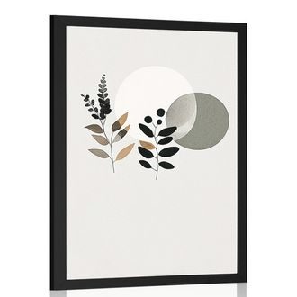 PLAKAT MINIMALISTYCZNE LIŚCIE Z TŁEM BOHO - BOTANICZNY - PLAKATY