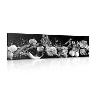 OBRAZ ORGANICKÉ OVOCE A ZELENINA V ČERNOBÍLÉM PROVEDENÍ - ČERNOBÍLÉ OBRAZY - OBRAZY