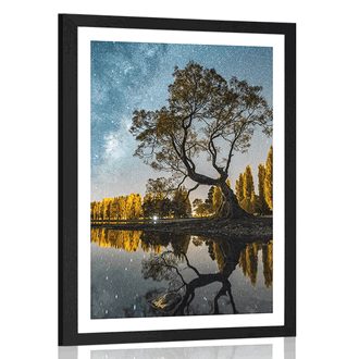 POSTER WITH MOUNT TREE UNDER THE STARRY SKY - NATURE - POSTERS