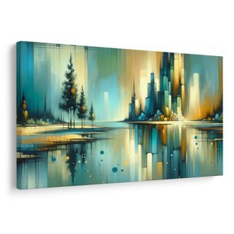 WANDBILD STÄDTISCHE LANDSCHAFT IM SPIEGELBILD - WANDBILDER ABSTRAKTE FORMEN - BILDER