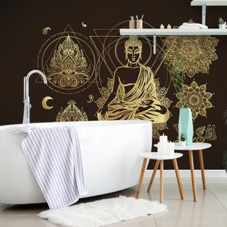 Samoprzylepna tapeta złoty medytujący Budda