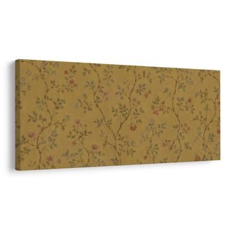 TABLEAU SUR TOILE – MOTIF BOTANIQUE DÉCORATIF SUR FOND DORÉ - TABLEAUX DE FLEURS - TABLEAUX