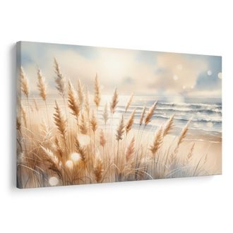 TABLEAU SUR TOILE – HERBE DE LA PAMPA SUR LA PLAGE - TABLEAUX DE LA MER ET DE LA PLAGE - TABLEAUX