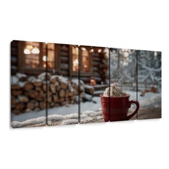 5-DÍLNÝ OBRAZ KOUZLO ZIMNÍ CHATY - VÁNOČNÍ A ZIMNÍ OBRAZY - PICTURES