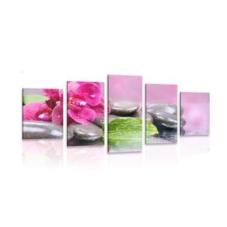 5-PIECE CANVAS PRINT ORCHID WITH A HINT OF RELAXATION - PICTURES FENG SHUI - PICTURES