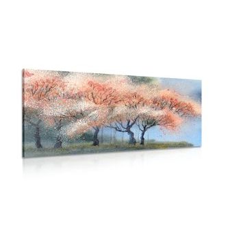 CANVAS PRINT OF WATERCOLOR BLOOMING TREES - PICTURES OF NATURE AND LANDSCAPE - PICTURES