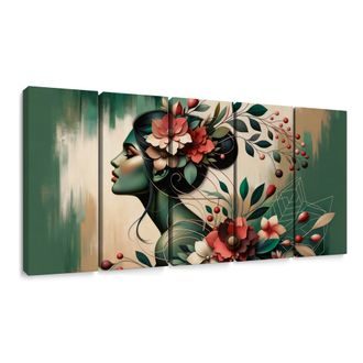 5-DÍLNÝ OBRAZ DÍVKA S PŘÍRODOU - OBRAZY ŽENY - OBRAZY