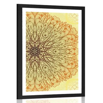 PLAKÁT S PASPARTOU JEDINEČNÝ ETNICKÝ ORNAMENT - FENG SHUI - PLAKÁTY