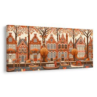 OBRAZ KANÁL VE MĚSTĚ BĚHEM ZLATÉHO PODZIMU - OBRAZY MĚSTA - OBRAZY