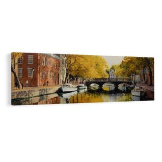 OBRAZ ZLATÉ PODZIMNÍ LISTÍ NAD KANÁLEM - BAREVNÉ DOMY - ΠΊΝΑΚΕΣ