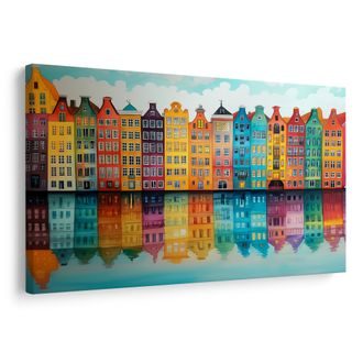 OBRAZ BAREVNÉ DOMY U KANÁLU - BAREVNÉ DOMY - OBRAZY