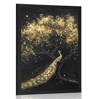 PLAKÁT ZLATÝ PÁV NA STROMĚ - PTÁCI - PLAKÁTY