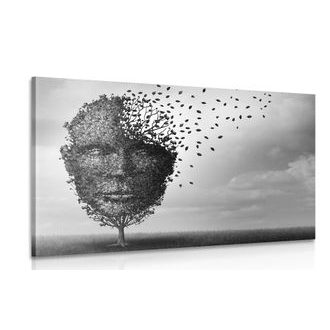 OBRAZ ABSTRAKTNÍ TVÁŘ V PODOBĚ STROMU - ČERNOBÍLÉ OBRAZY - OBRAZY