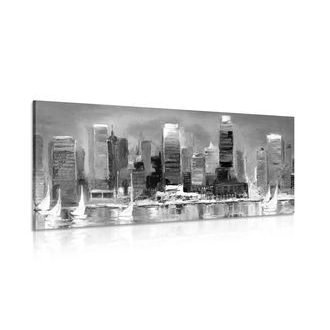 ΕΙΚΌΝΑ ΤΗΣ ΠΑΡΑΛΙΑΚΉΣ ΠΌΛΗΣ ΣΕ ΑΣΠΡΌΜΑΥΡΟ - ΠΊΝΑΚΕΣ ΑΣΠΡΌΜΑΥΡΕΣ - ΠΊΝΑΚΕΣ