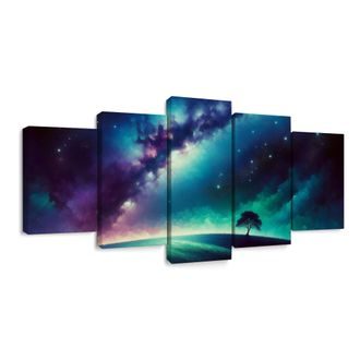 5-DÍLNÝ OBRAZ STROM ŽIVOTA POD HVĚZDAMI - OBRAZY STROMY ŽIVOTA - PICTURES