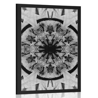 POSTER ABSTRAKTION DES MANDALAS IN SCHWARZ-WEISS - SCHWARZ-WEISS - POSTER