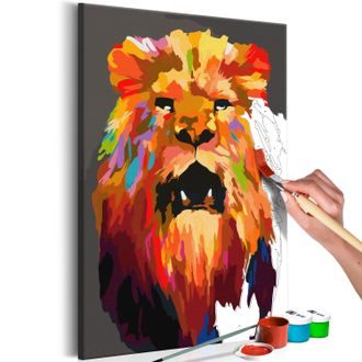 Picture painting by numbers colourful lion