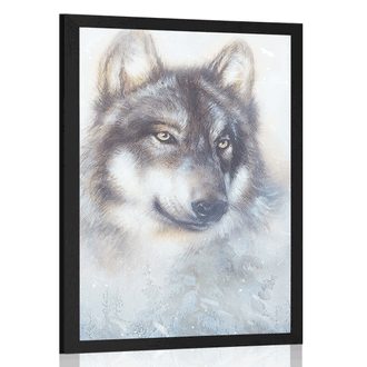 Plakát vlk v zasněžené krajině
