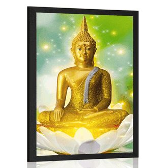 POSTER BUDDHA DE AUR PE O FLOARE DE LOTUS - FENG SHUI - POSTERE