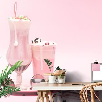 PAPIER PEINT MILKSHAKE ROSE - PAPIER PEINT NOURRITURE ET BOISSON - PAPIER PEINT