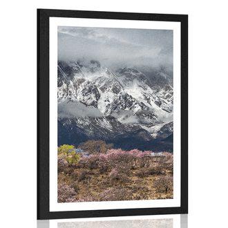 POSTER MIT PASSEPARTOUT EINZIGARTIGE BERGLANDSCHAFT - NATUR - POSTER