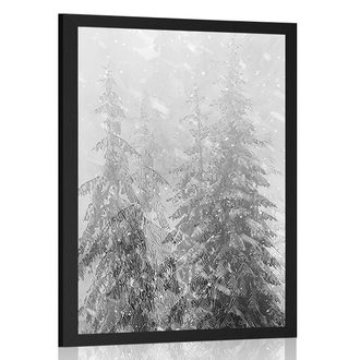 POSTER SNOWY LANDSCAPE IN BLACK AND WHITE - BLACK AND WHITE - POSTERS