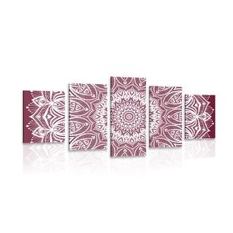 5-DÍLNÝ OBRAZ MANDALA HARMONIE NA RŮŽOVÉM POZADÍ - OBRAZY FENG SHUI - OBRAZY