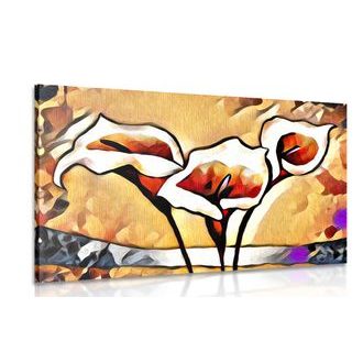 CANVAS PRINT ARTISTIC ETHNO CALLA LILIES - PICTURES FLOWERS - PICTURES