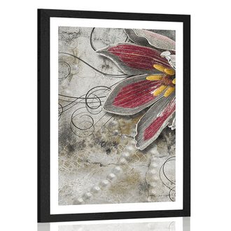 POSTER WITH MOUNT FLOWERS WITH PEARLS - FLOWERS - POSTERS