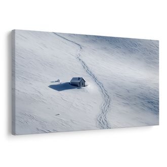 WANDBILD VERSCHNEITE LANDSCHAFT MIT HÄUSCHEN - WEIHNACHTS- UND WINTERBILDER - BILDER