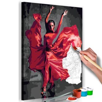 Picture painting by numbers dancing woman in red dress