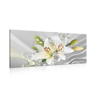 CANVAS PRINT WHITE LILY ON AN INTERESTING BACKGROUND - PICTURES - 🔥 TOTAL SALE 🔥