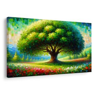 OBRAZ BAREVNÝ STROM ŽIVOTA NA LOUCE - OBRAZY STROMY ŽIVOTA - OBRAZY