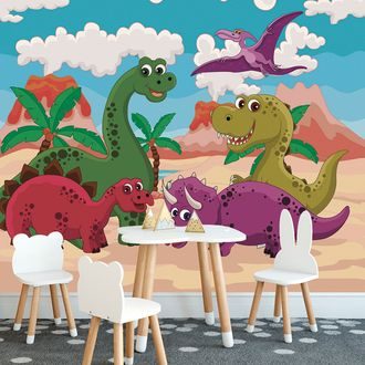 PAPIER PEINT MONDE DES DINOSAURES - PAPIER PEINT POUR ENFANTS - PAPIER PEINT