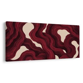 TABLEAU SUR TOILE – FORMES FLUIDES ROUGE PROFOND - IMAGES FORMES ABSTRAITES - TABLEAUX