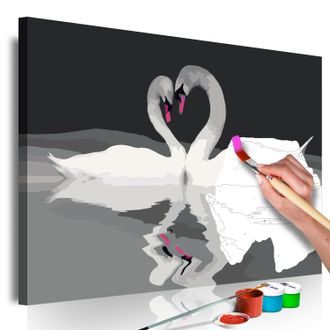 Obraz maľovanie podľa čísiel zaľúbené labute - Swan Couple
