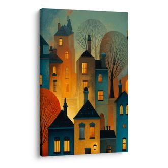 OBRAZ KOUZELNÁ NOC V ULICÍCH - BAREVNÉ DOMY - PICTURES