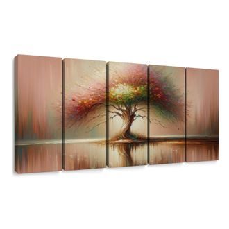 5-CZĘŚCIOWY OBRAZ DRZEWO ŻYCIA Z ODBICIEM - OBRAZY DRZEWA ŻYCIA - OBRAZY