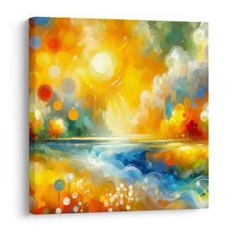 OBRAZ KVĚTINOVÁ POLE A LESKLÁ HLADINA - OBRAZY PŘÍRODY A KRAJINY - OBRAZY