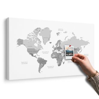 OBRAZ NA KORKU ČERNOBÍLÁ MAPA SVĚTA VE VINTAGE VZHLEDU - OBRAZY NA KORKU - OBRAZY