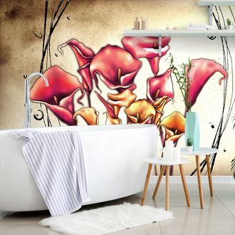 SELF ADHESIVE WALLPAPER RED CALLA FLOWERS - SELF-ADHESIVE WALLPAPERS - WALLPAPERS