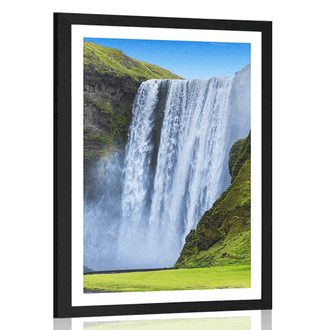 Poster with mount iconic waterfall in Iceland